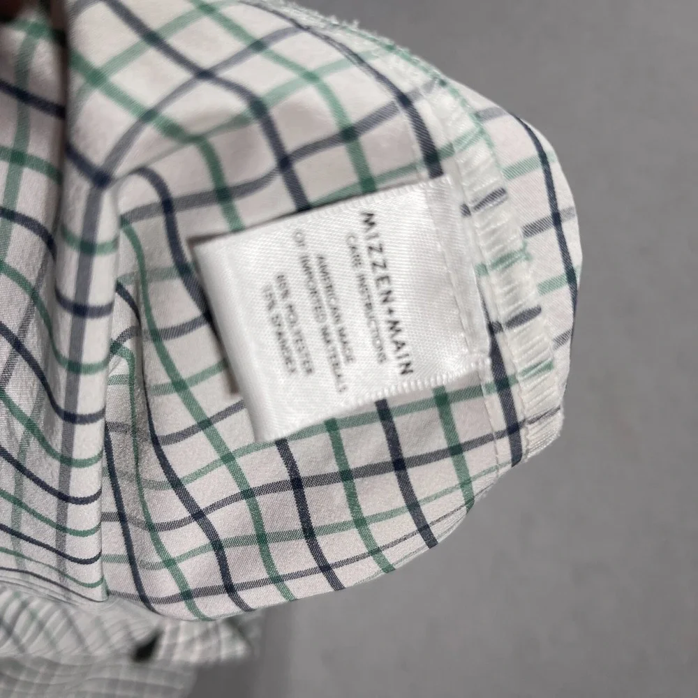Mizzen+Main Leeward Collection Shirt XL Trim Fit Green Navy Check Performance - Picture 10 of 12